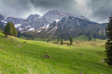 Fototapeta na wymiar Lichtstein in einer Naturlandschaft im Zillertal in Tirol