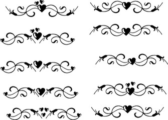 Decorative element, delimiter, text breaks wih heart
