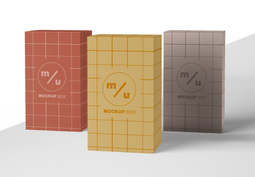 Three Paper Boxes Packaging Mockup