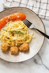 Spaghetti and Meatballs with Romesco Sauce