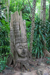 Embossed Buddhist figure made from the trunk of a tree in the Phi Phi Islands