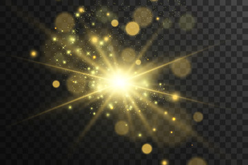 Naklejka premium Glow light effect. Star burst with sparkles.Sun. Vector illustration