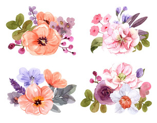 bouquet of  summer flowers watercolor paint vector