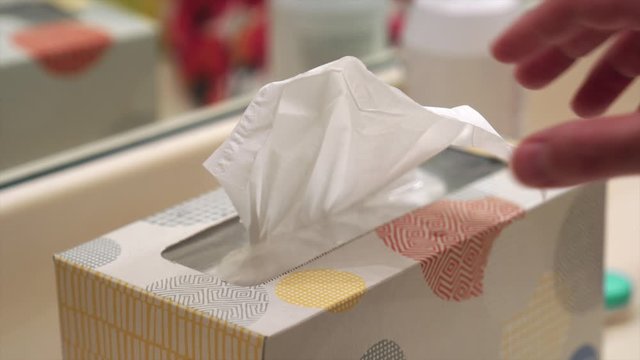 facial tissue, close up, in 4k