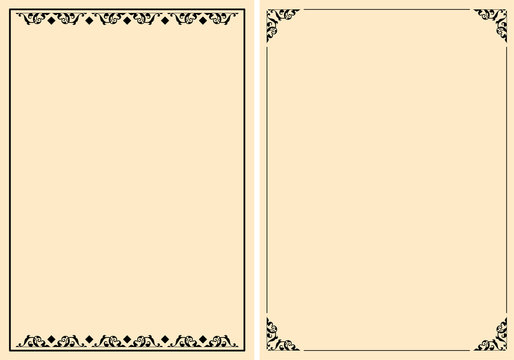 a4 beige backgrounds with ornamental frames - vector