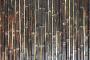 Bamboo fence textured background in vertical lines