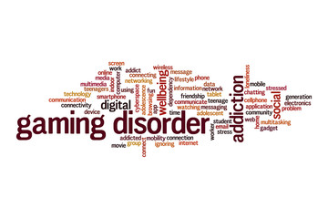 Gaming disorder cloud concept