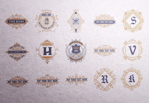 Set of 15 Ornamental Monograms and Logos