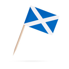 Miniature Flag Scotland. Isolated toothpick flag from Scotland on white background - obrazy, fototapety, plakaty