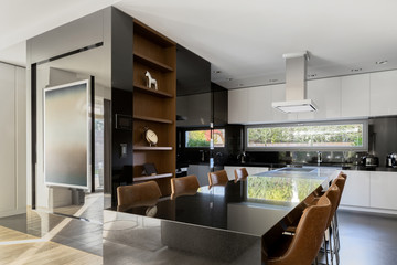 Elegant kitchen with dining area