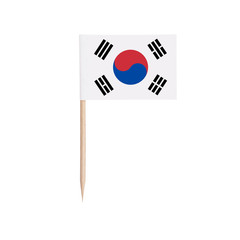 Miniature Flag South Korea. Isolated toothpick flag from South-Korea on white background