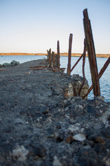 old concrete pier on the island