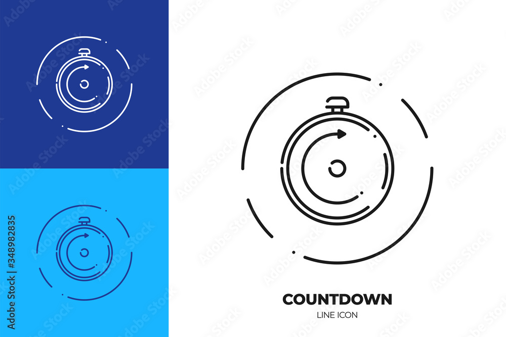 Poster stop clock line art vector icon. outline symbol of time chronometer.