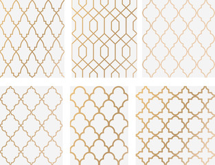 Oriental seamless vector patterns set. Arabic geometric ornament for background
