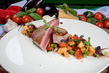 Tuna and vegetables. Traditional Italian dish ideal for lunch or dinner. Seafood prepared