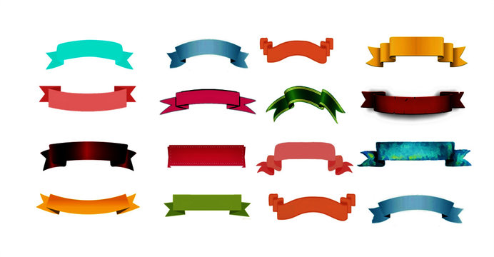vector illustration of a set of multi-colored ribbons on a white background