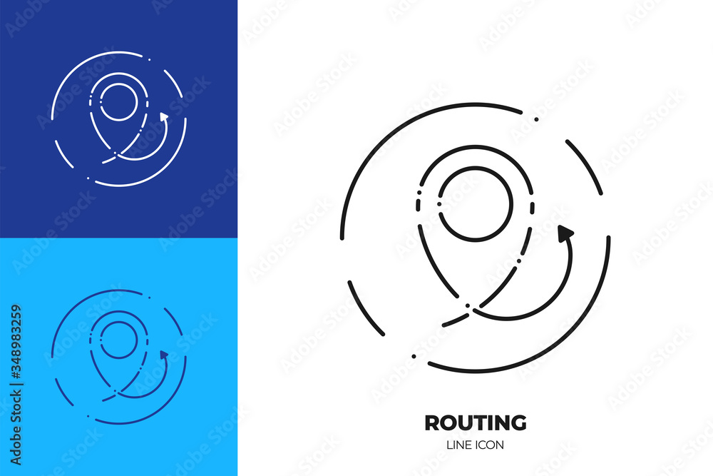 Poster navigation tag line art vector icon. outline symbol of position marker.