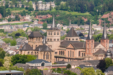 Trier, Dom, St. Peter, Liebfrauenkirche, Kirche, Altstadt, Stadt, Altstadthäuser, Mosel, Fluss,...