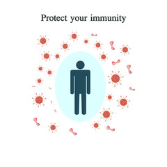 Healthy human immune system icon, protect your immunity, any healthy vector illustration
