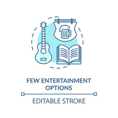 Few entertainment options turquoise concept icon. No music event. Leisure in pub. Village lifestyle disadvantage idea thin line illustration. Vector isolated outline RGB color drawing. Editable stroke