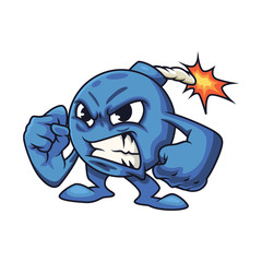 bomb mascot with an annoyed expression