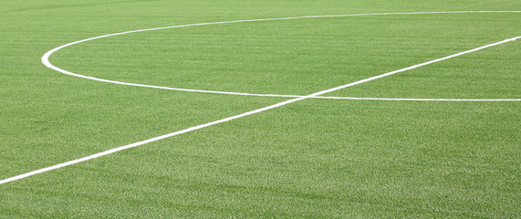 green lawn with the white lines of the playing field made with c