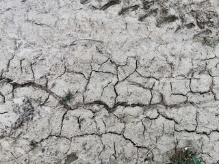 Drought cracked earth land on top view. Cracked earth on the field.
