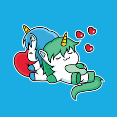 cute unicorns are sleeping with love