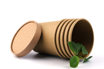 The concept of, ecology, eco, eco friendly. Natural eco-friendly disposable utensils. close up