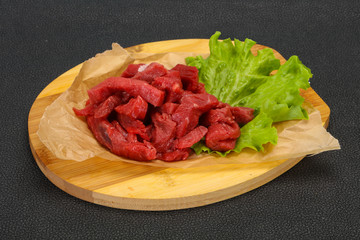 Raw beef meat sliced for cooking