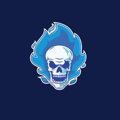 skull logo with blue fire