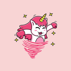 Unicorns run with funny expressions