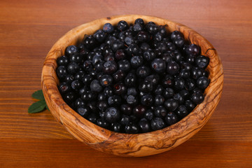 Wild blueberry in the bowl