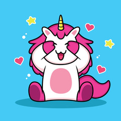 cute unicorn closing eyes with love