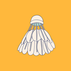 Badminton shuttlecock. Shuttlecock icon in flat cartoon style. Sports accessories. Badminton game equipment. Vector illustration isolated on white background