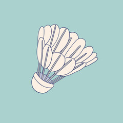 Badminton shuttlecock. Shuttlecock icon in flat cartoon style. Sports accessories. Badminton game equipment. Vector illustration isolated on white background