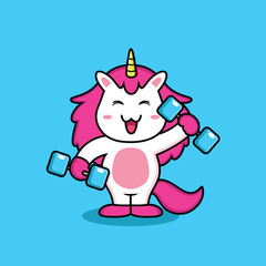 cute unicorn gym fitness cartoon © Hadi