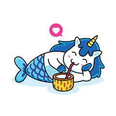 cute unicorn with mermaid tail