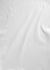 Obraz premium Glued paper for poster texture. Blank white crumpled and wrinkled paper template for background. Matted wet paper wrinkled for mockup posters