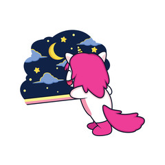 unicorn look window in night