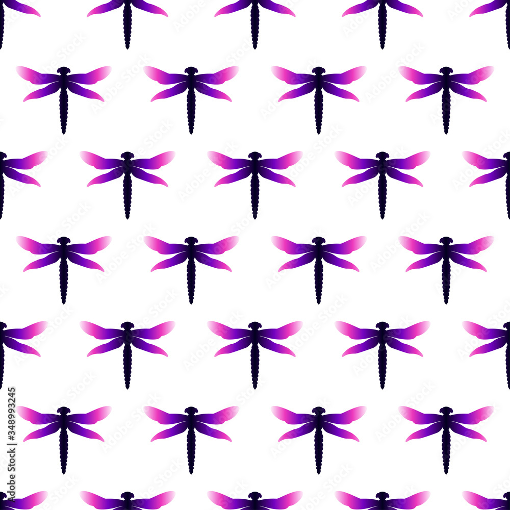Poster abstract seamless pattern with dragonflies on light background. modern template for fabric design wi