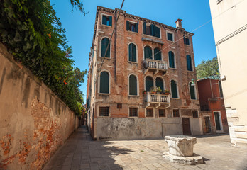 Historic architecture and narrow streets in Venice