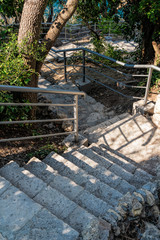 Stone staircase after renovation on the trail leading from St. George Monastery to Jasper Beach,...