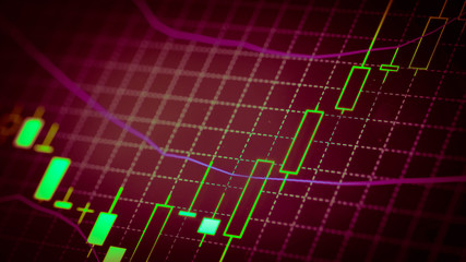 Candlestick chart Down trend of trading graph in graphic concept suitable for financial investment or Economic trends business idea and all art work design. Abstract finance background