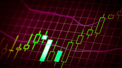 Candlestick chart Down trend of trading graph in graphic concept suitable for financial investment or Economic trends business idea and all art work design. Abstract finance background