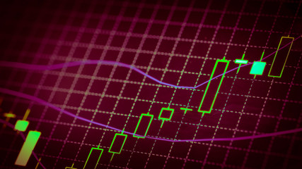Candlestick chart Down trend of trading graph in graphic concept suitable for financial investment or Economic trends business idea and all art work design. Abstract finance background