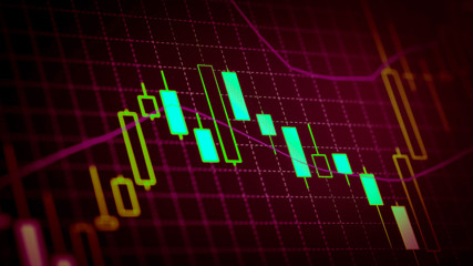 Candlestick chart Down trend of trading graph in graphic concept suitable for financial investment or Economic trends business idea and all art work design. Abstract finance background