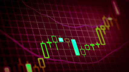 Candlestick chart Down trend of trading graph in graphic concept suitable for financial investment or Economic trends business idea and all art work design. Abstract finance background
