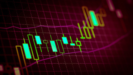 Candlestick chart Down trend of trading graph in graphic concept suitable for financial investment or Economic trends business idea and all art work design. Abstract finance background