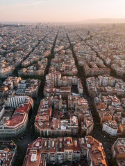 Barcelona street aerial view with beautiful patterns  - 348995436